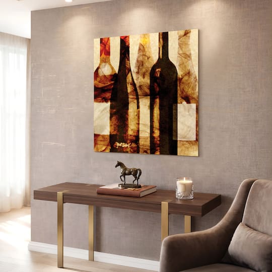 Empire Art Direct 38" x 38" Smokey Wine 3 Frameless Free Floating Tempered Art Glass Wall Art